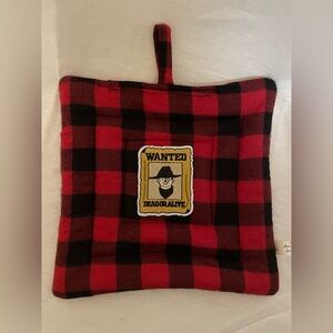 Western Buffalo Check Pot Holder with Wanted Poster Patch
